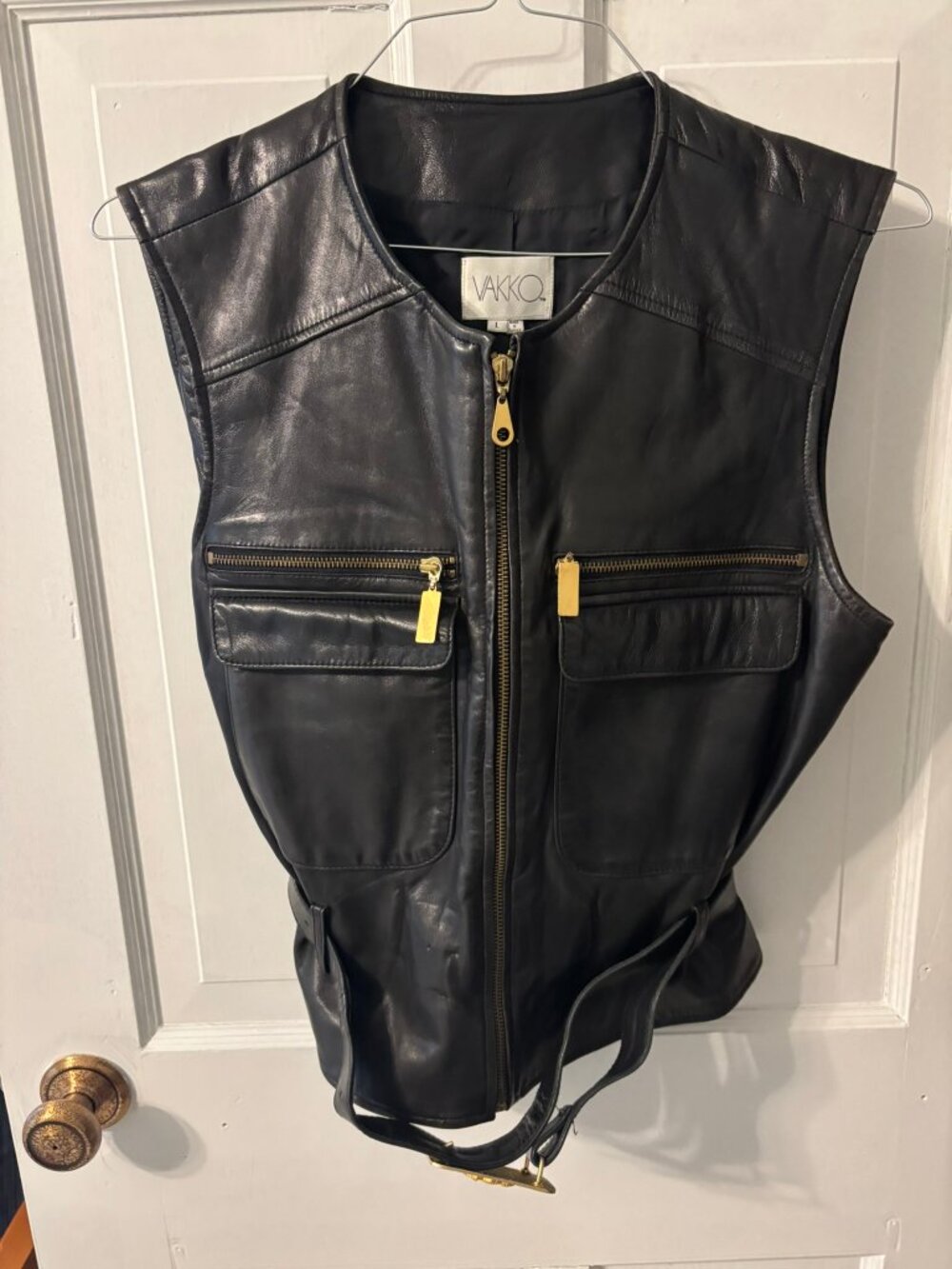 Vintage Vakko Sport Leather Vest Size L